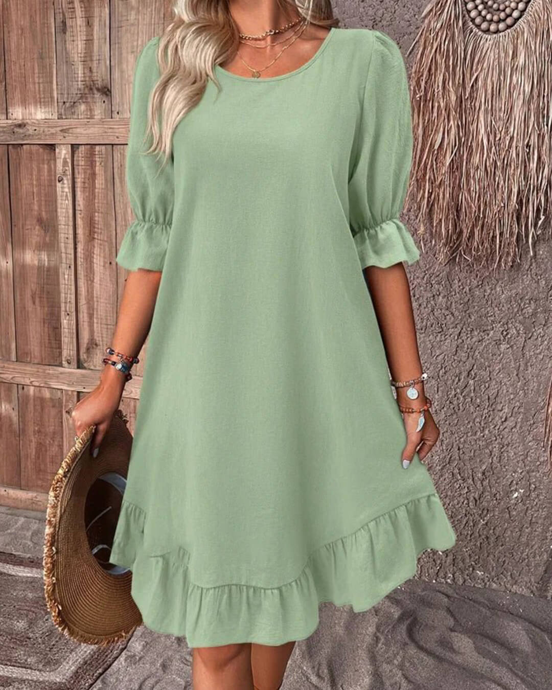 Robe Mia froncée à ourlet volanté