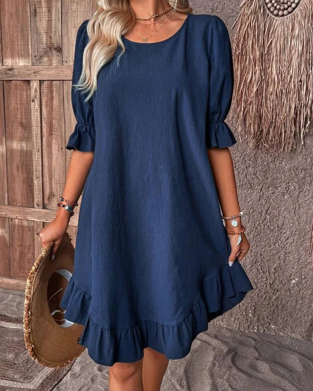 Robe Mia froncée à ourlet volanté