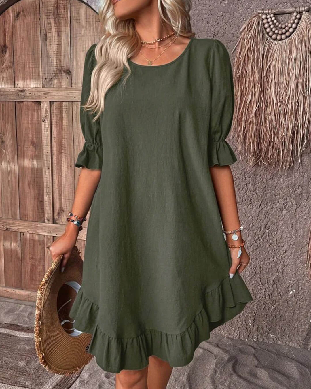 Robe Mia froncée à ourlet volanté