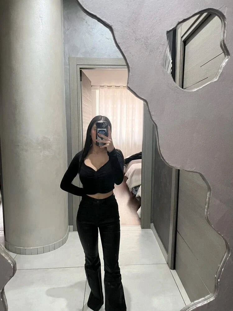 Pantalon évasé en similicuir Michelle