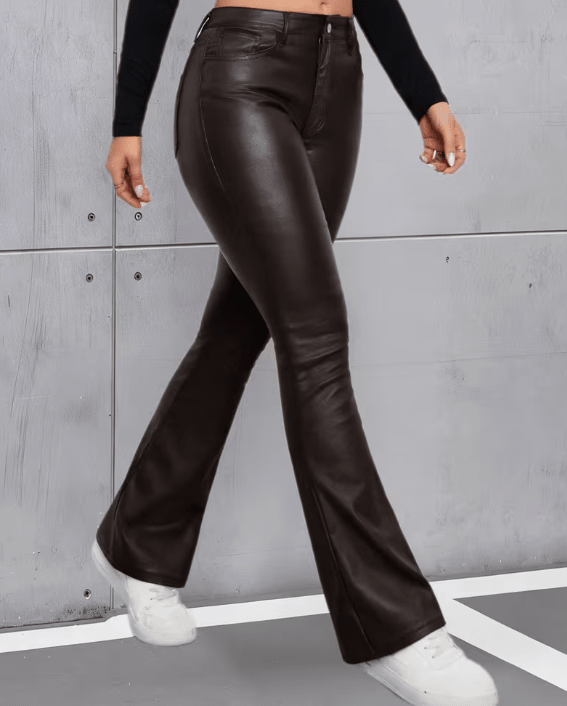 Pantalon évasé en similicuir Michelle