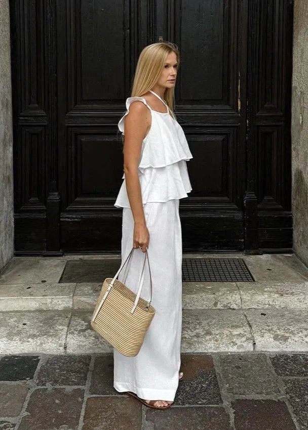 Mila Flowy Ruffle Top & Wide-Leg Pants Set