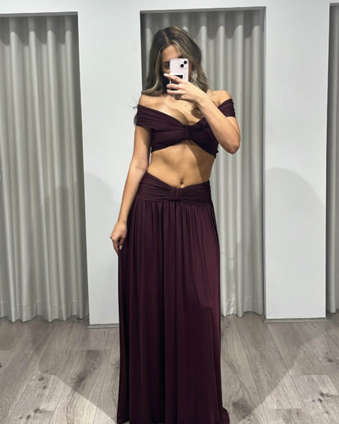 Ensemble deux pièces drapé taille haute Mila
