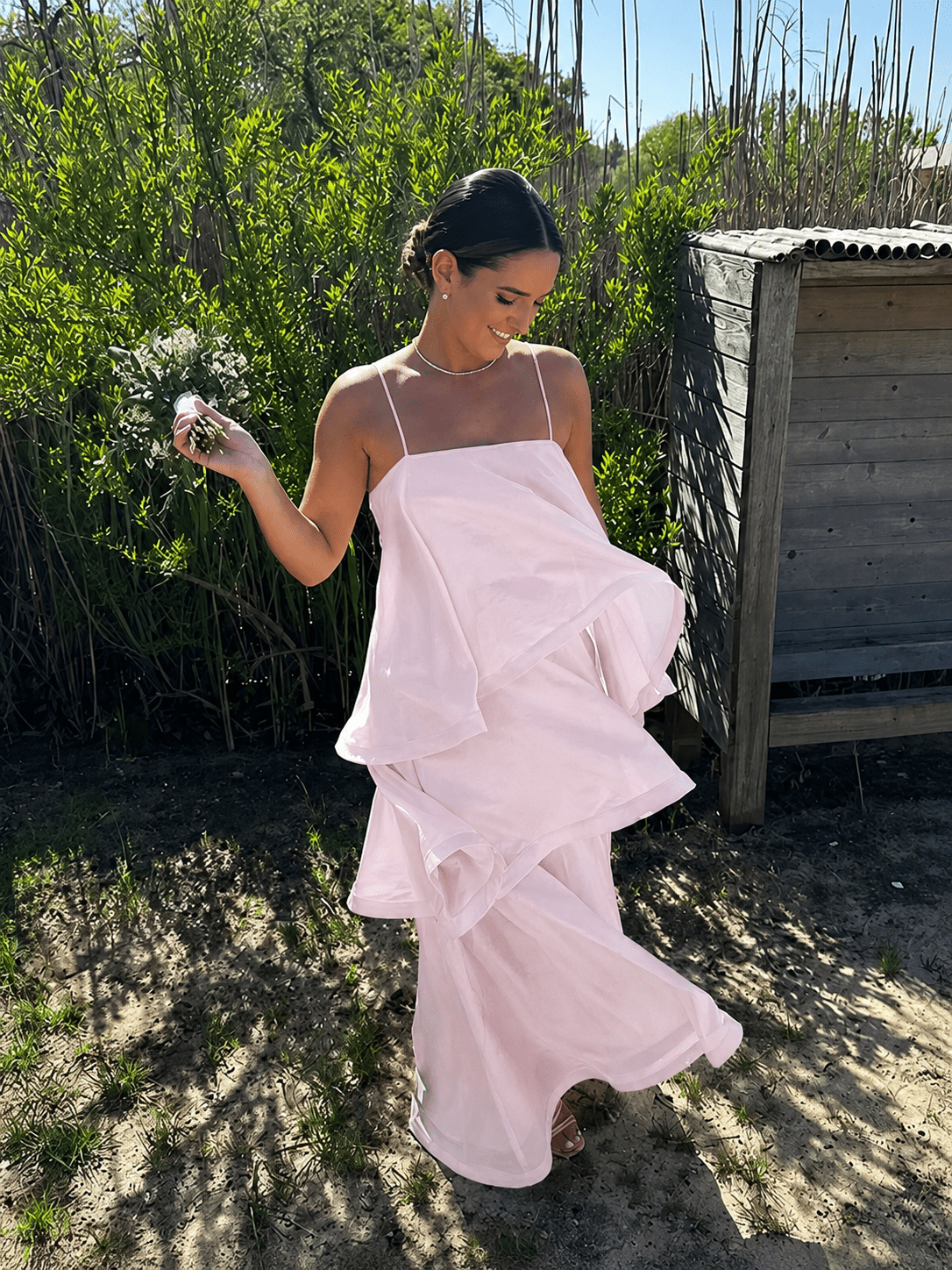 Robe longue à volants superposés Mila