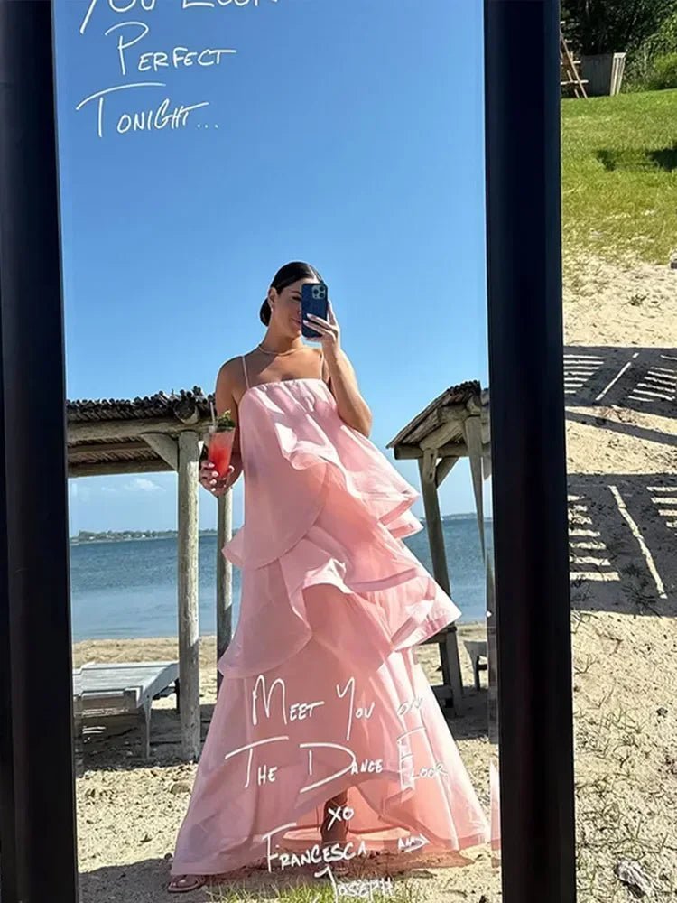 Robe longue à volants superposés Mila