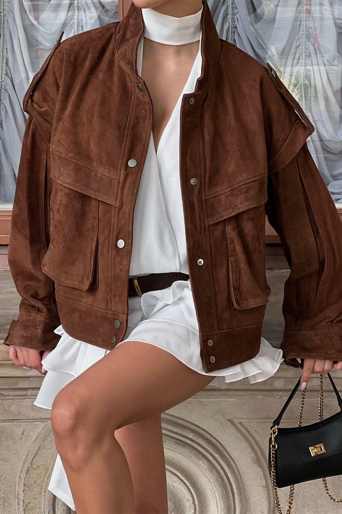 Veste Mila en daim à épaules larges