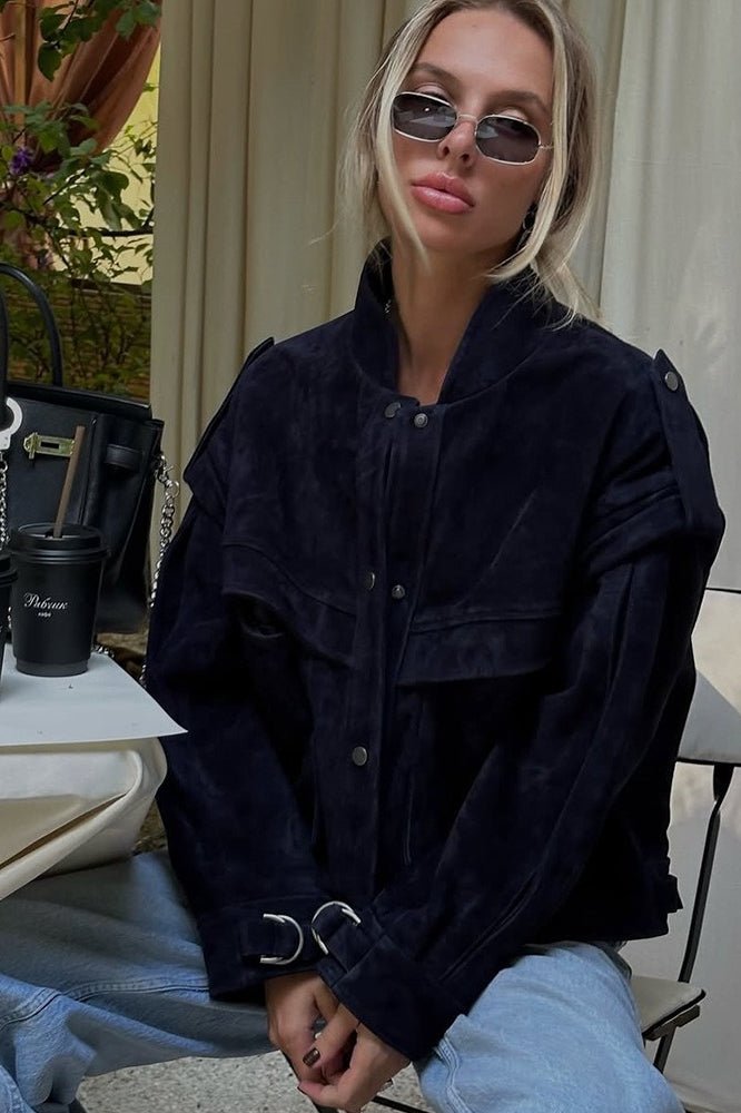 Veste Mila en daim à épaules larges