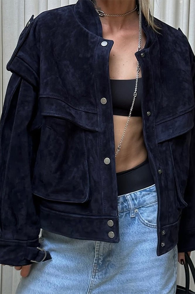 Veste Mila en daim à épaules larges