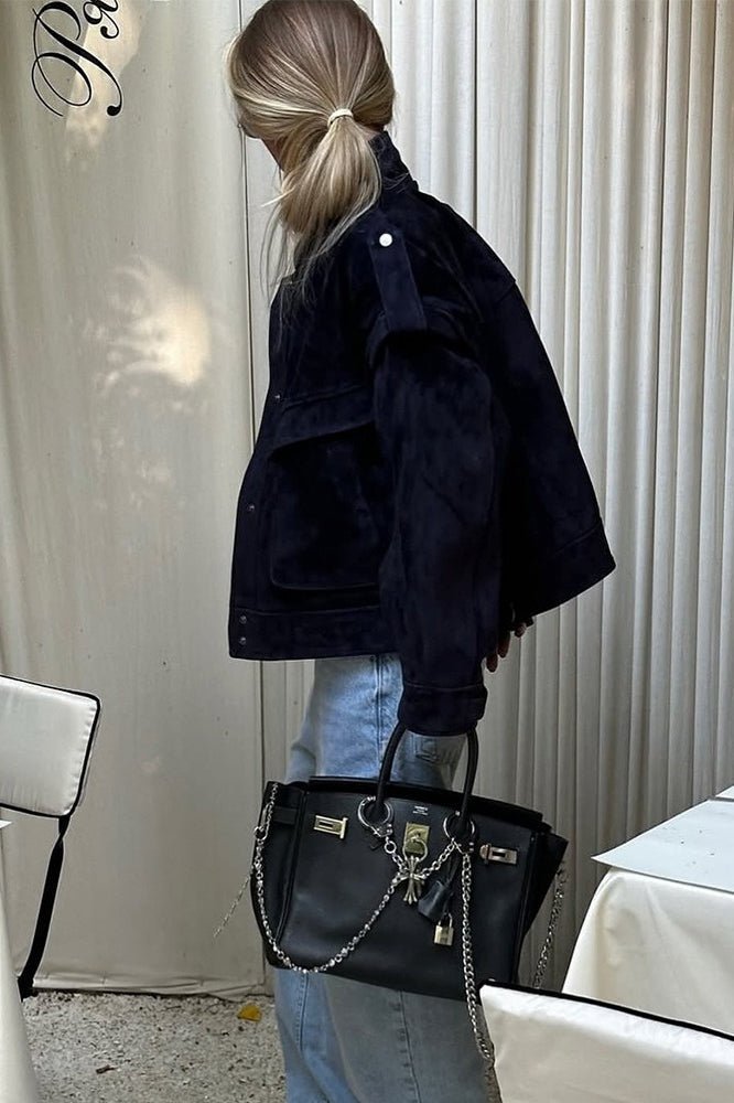 Veste Mila en daim à épaules larges