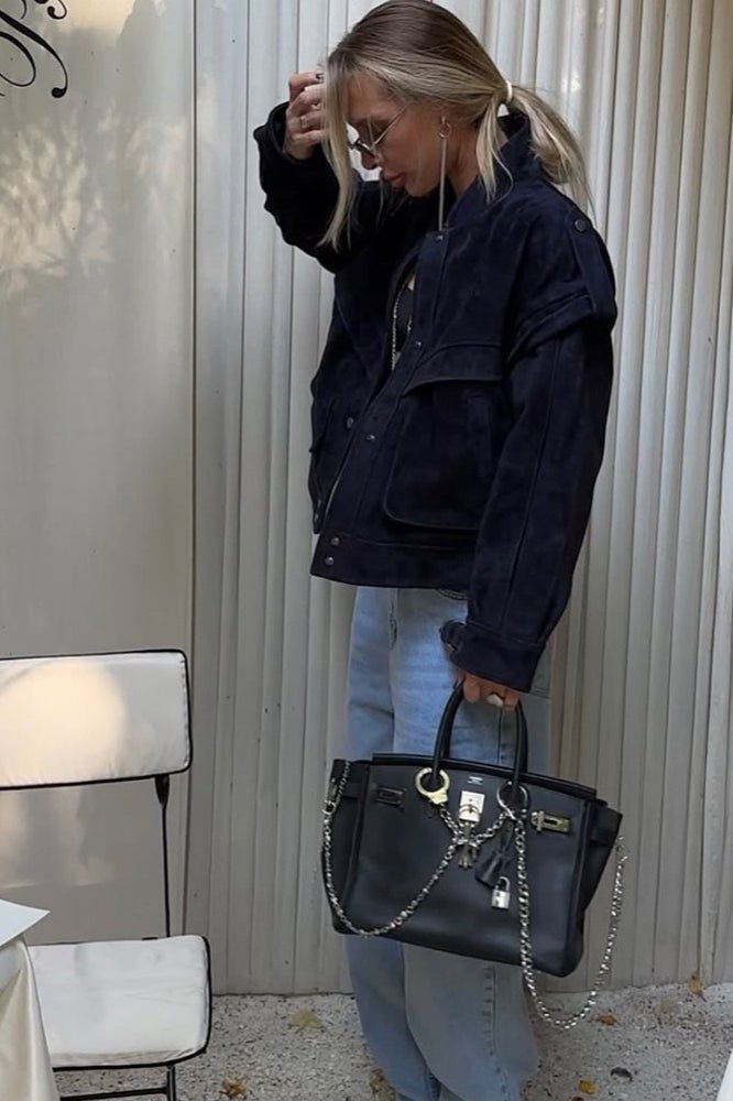 Veste Mila en daim à épaules larges