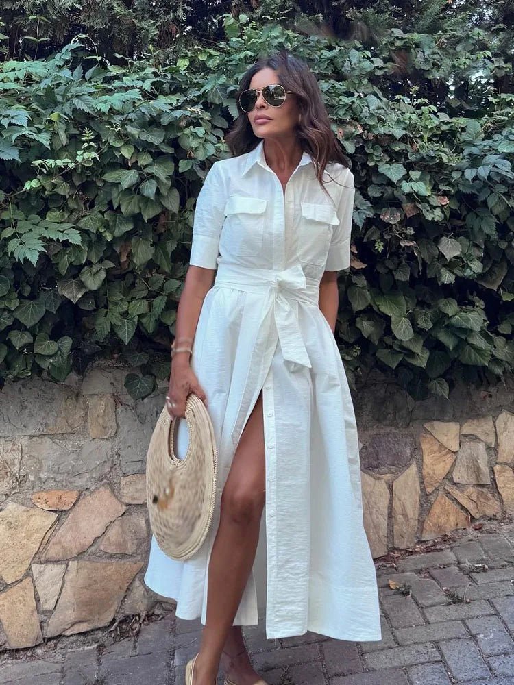 Robe-chemise Mireille à lien à nouer à la taille