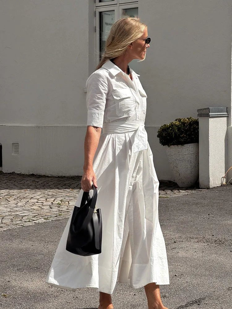 Robe-chemise Mireille à lien à nouer à la taille
