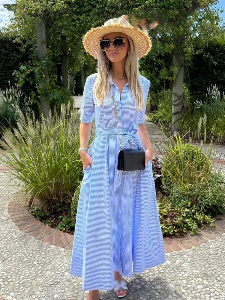 Robe-chemise Mireille à lien à nouer à la taille