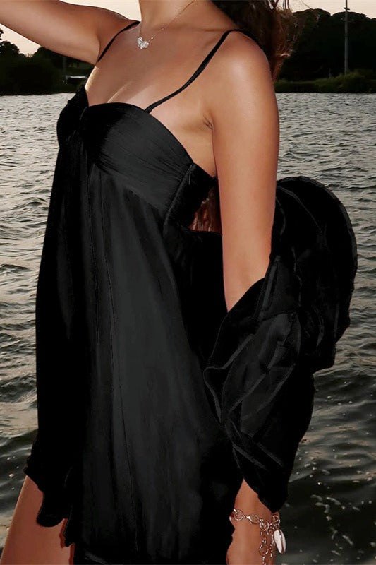 Robe courte Mireille en mousseline à épaules dénudées