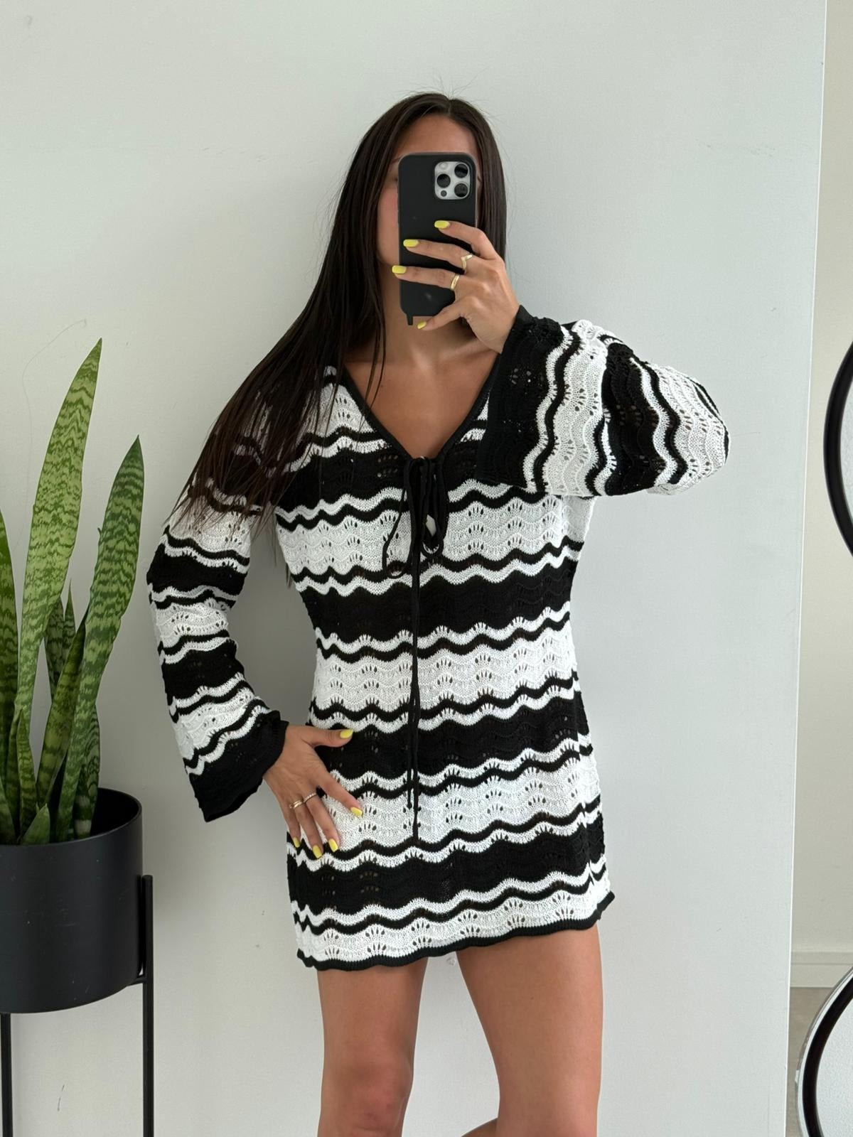 Mini-robe Miriam en crochet contrasté