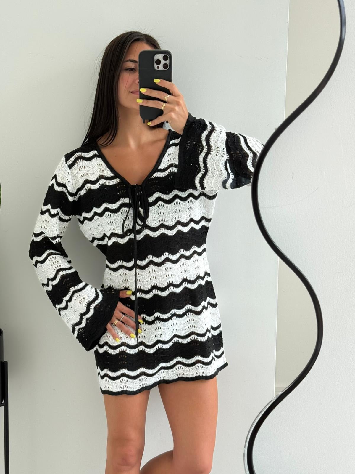 Mini-robe Miriam en crochet contrasté
