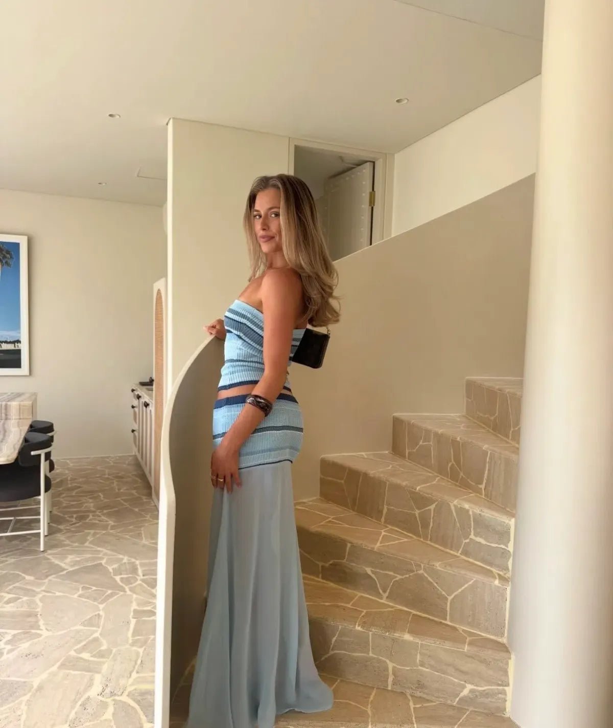 Ensemble haut bandeau rayé et jupe transparente Miriam