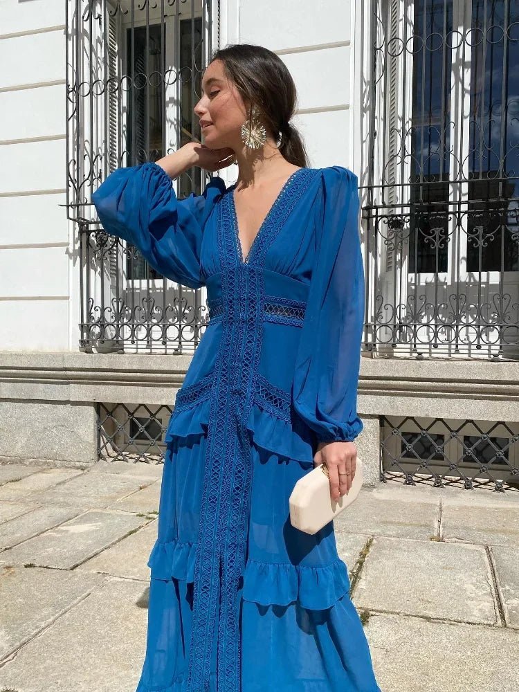 Robe maxi Molly à volants et décolleté en V plongeant
