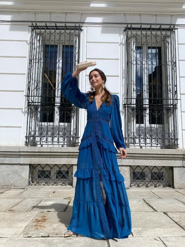 Robe maxi Molly à volants et décolleté en V plongeant