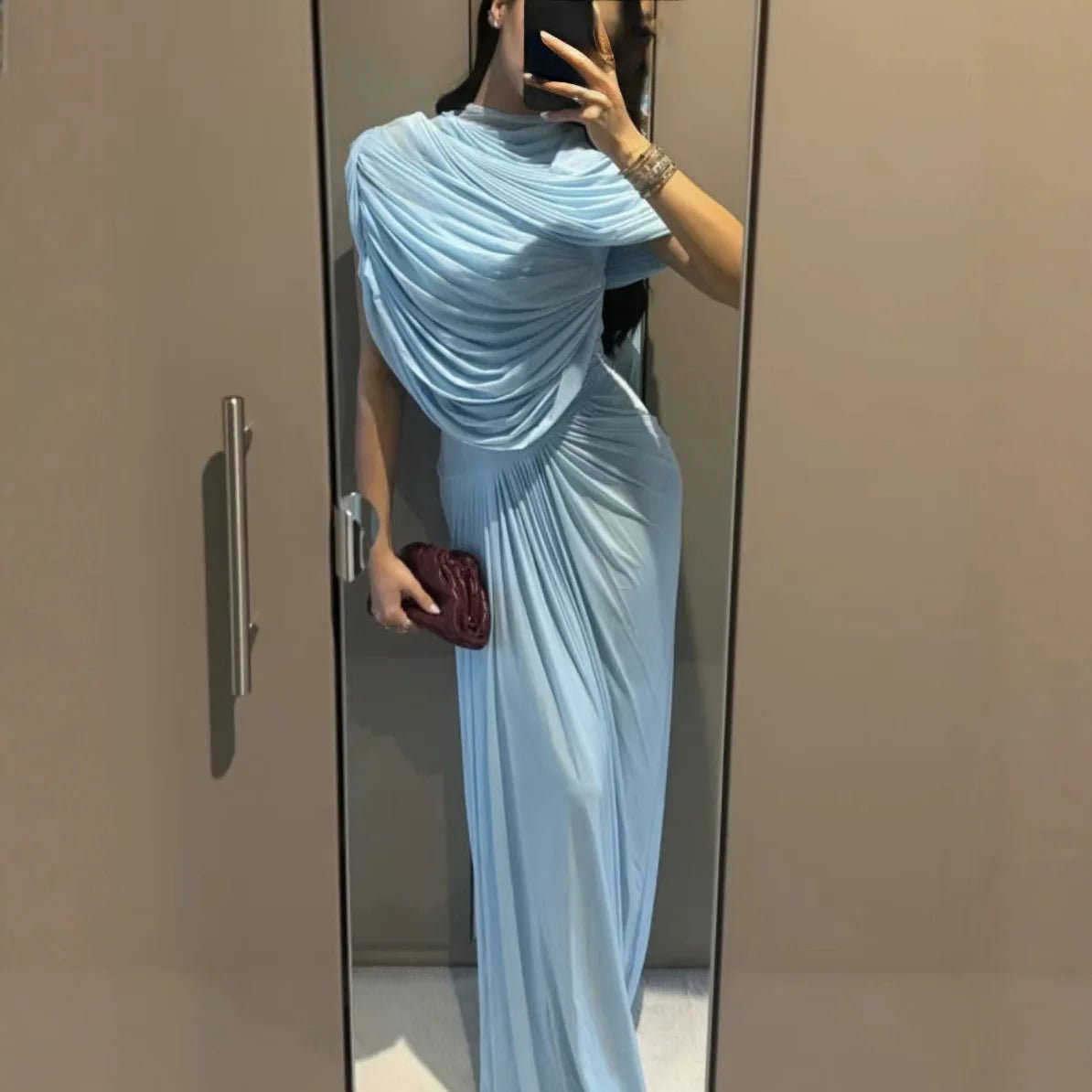 Robe longue élégante moulante en tulle Monica