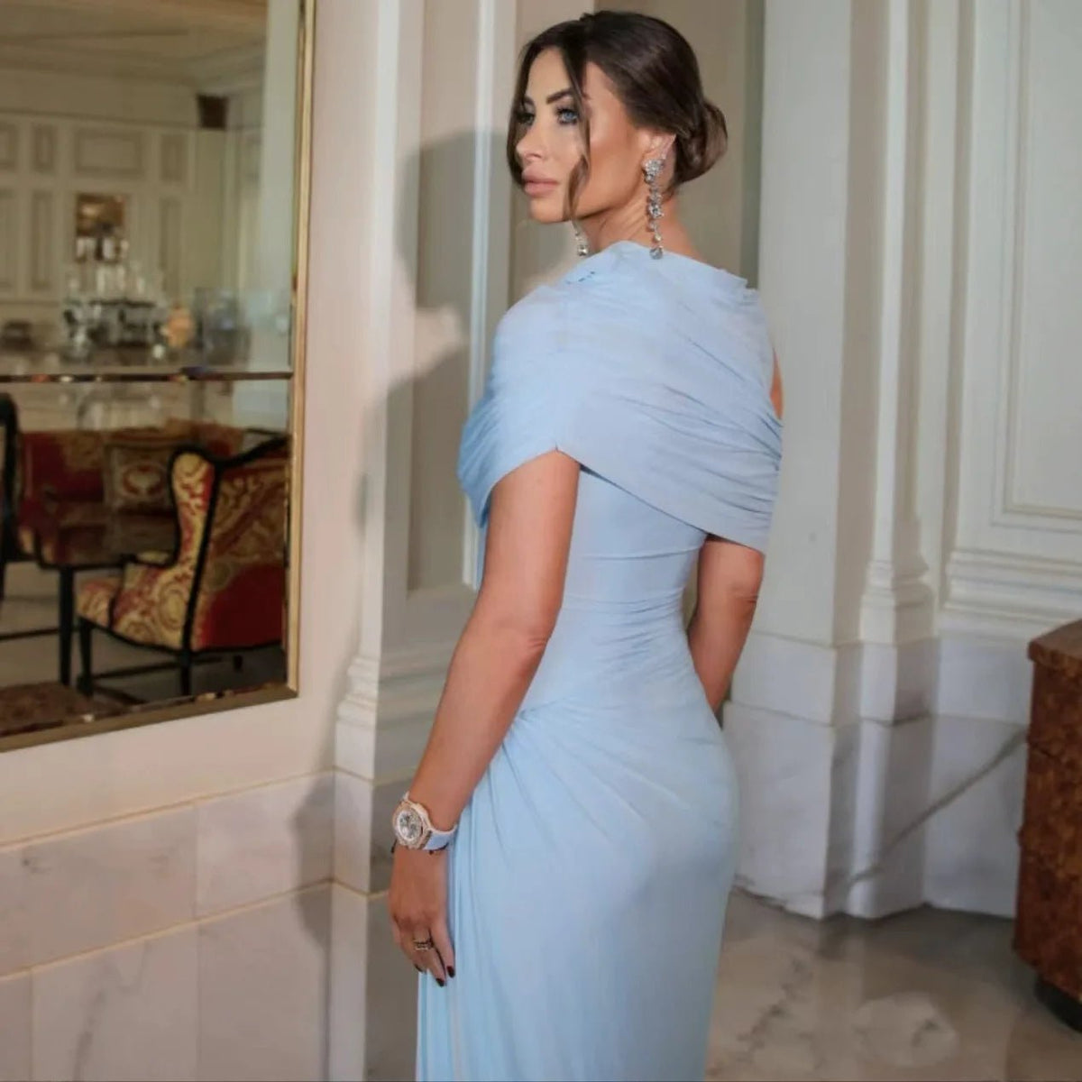 Robe longue élégante moulante en tulle Monica