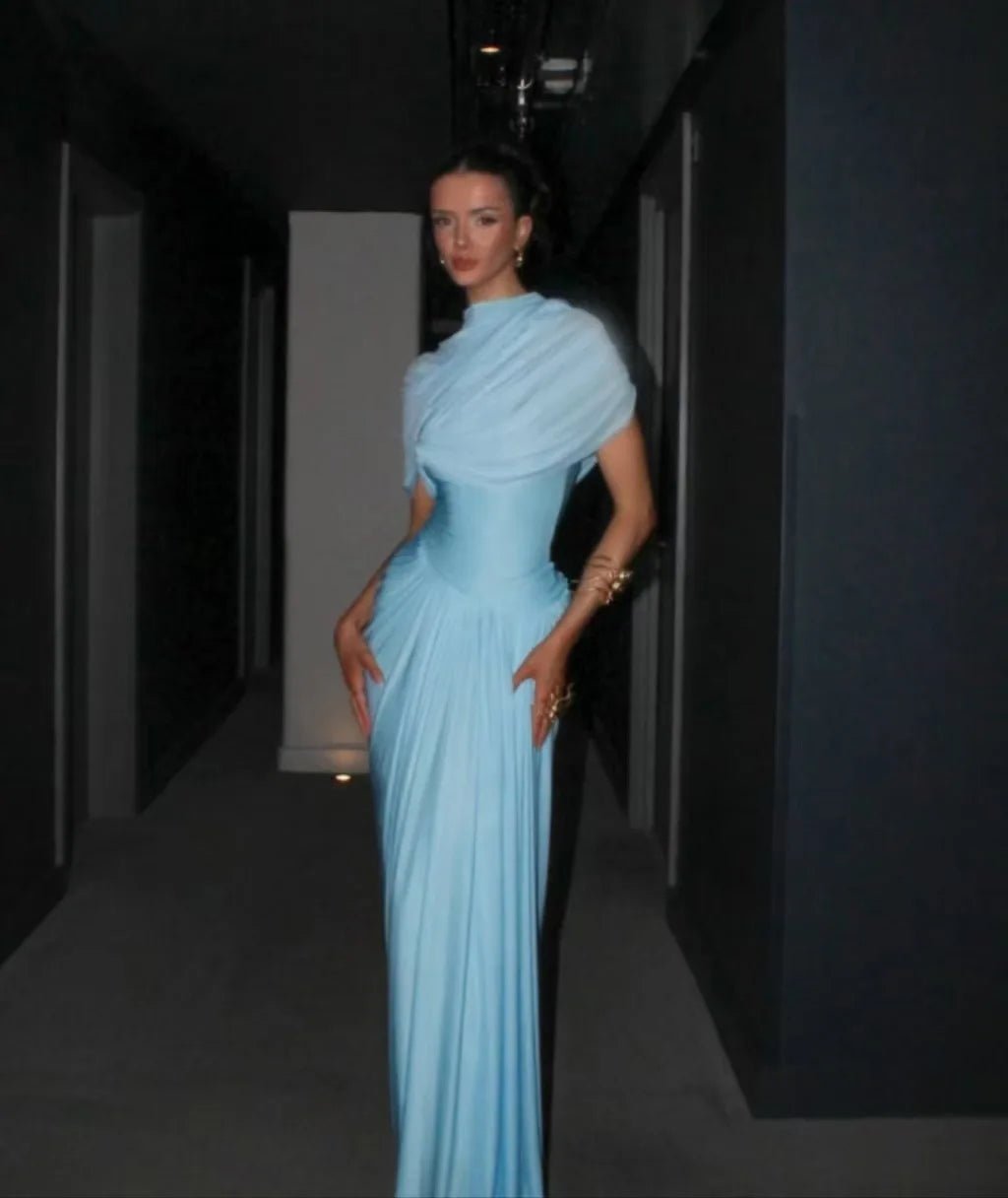 Robe longue élégante moulante en tulle Monica