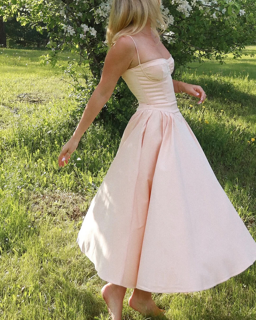 Robe midi Tina à fines bretelles