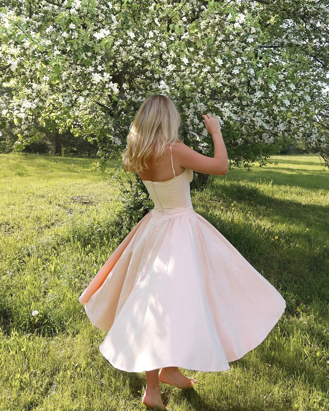Robe midi Tina à fines bretelles