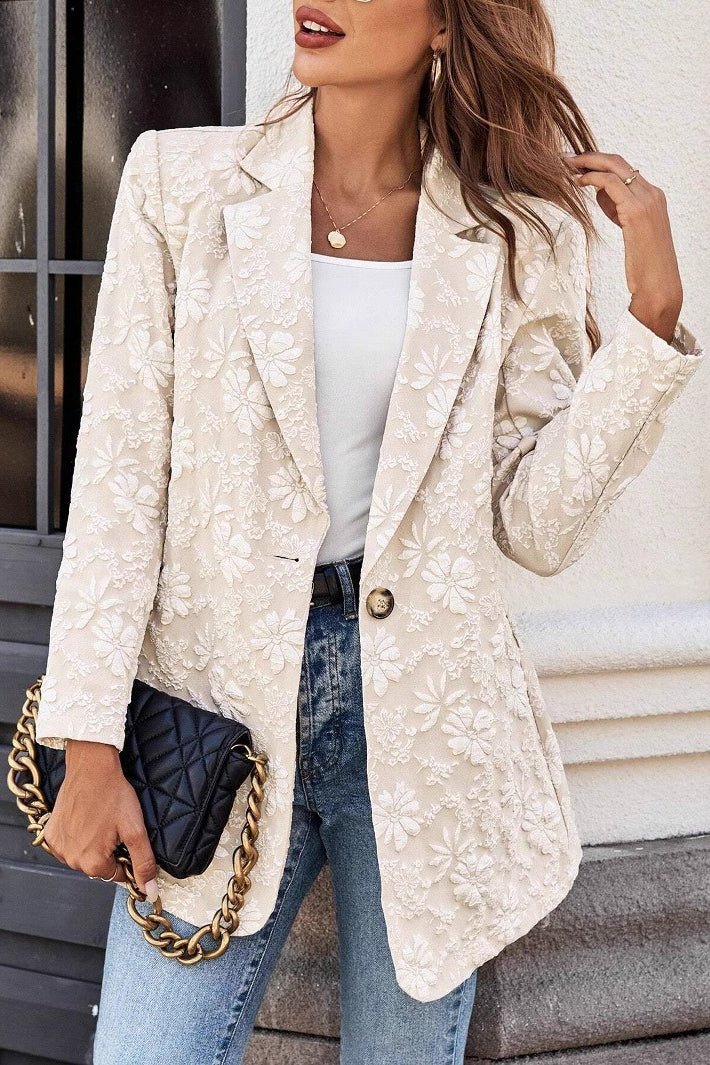 Blazer Nadia en jacquard à bouton unique
