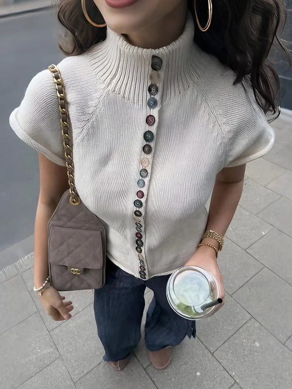Top cardigan en maille côtelée Nadia