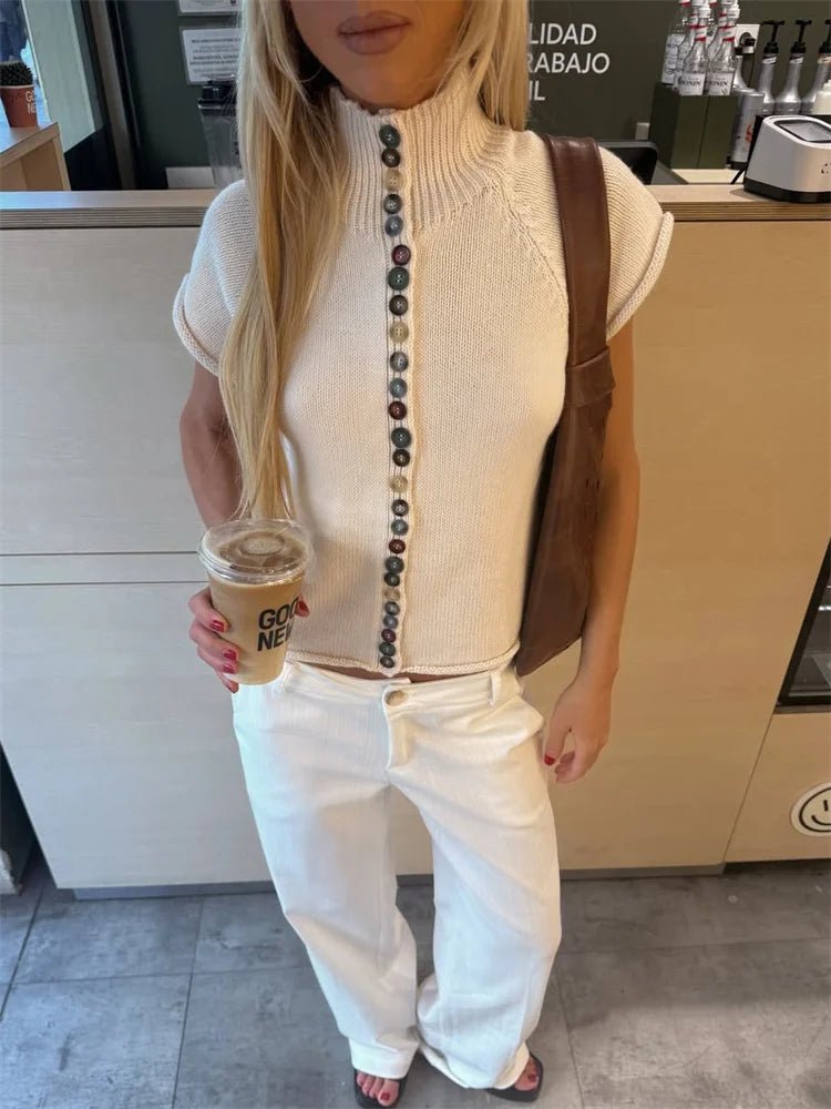 Top cardigan en maille côtelée Nadia