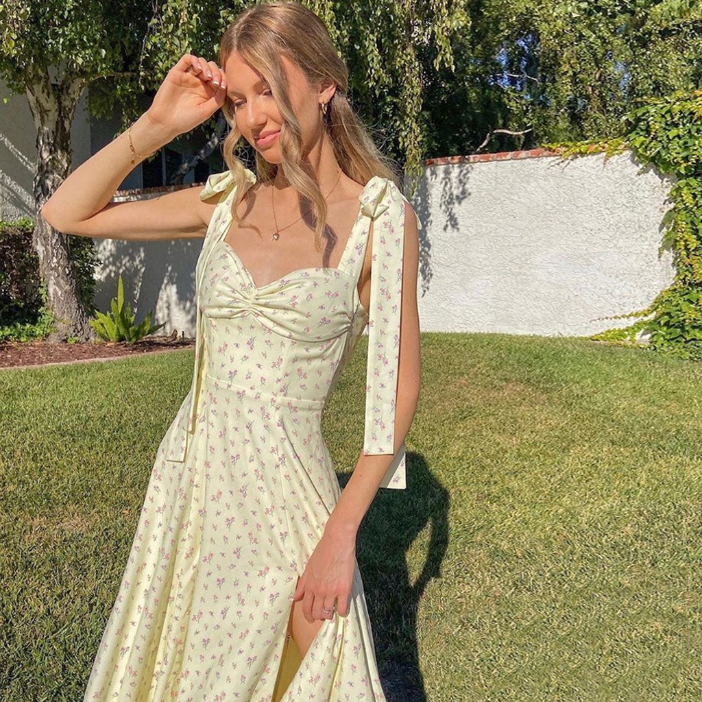 Robe midi Natalie à imprimé floral et fente haute