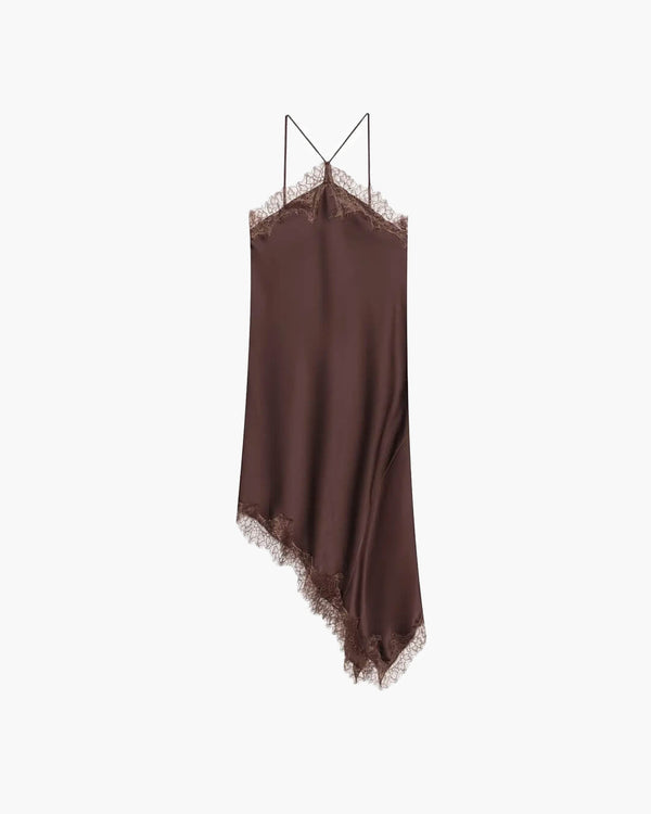 Robe midi en dentelle à épaules dénudées Natalie