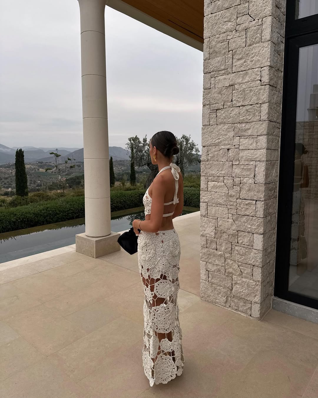 Robe longue Natasha en crochet transparent