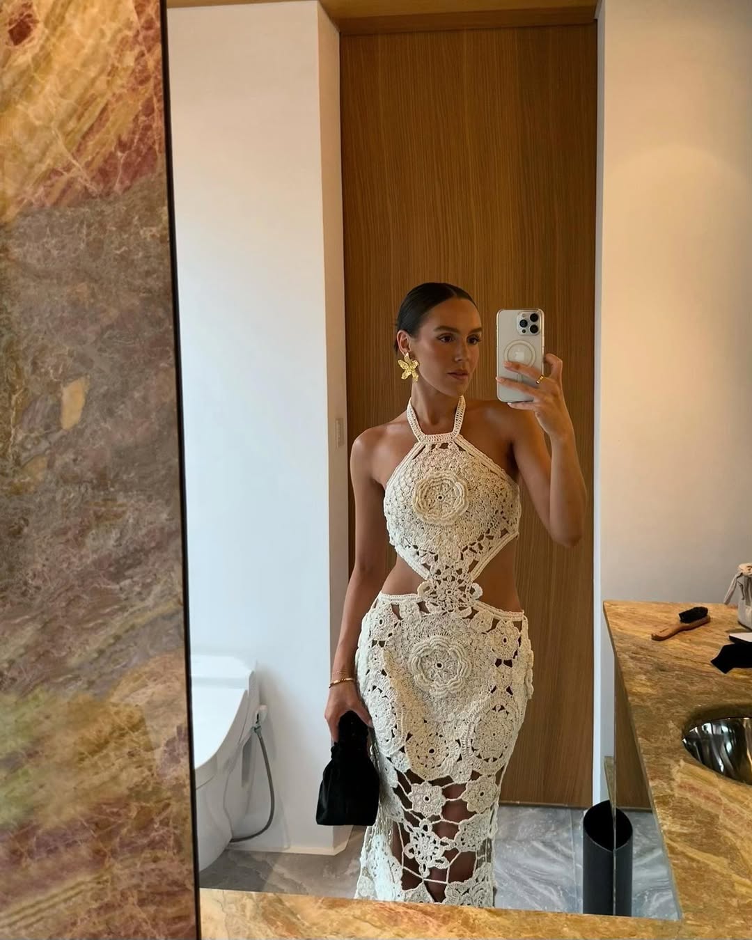 Robe longue Natasha en crochet transparent