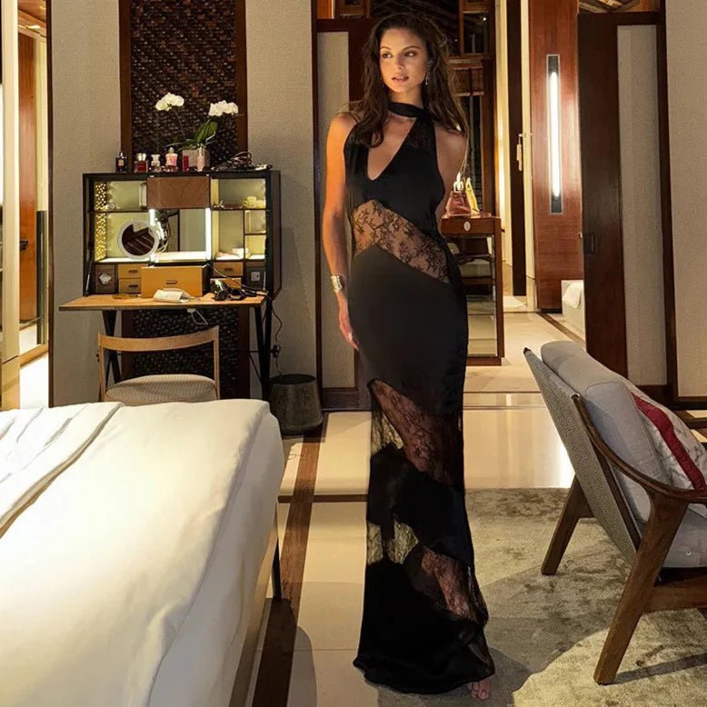 Robe transparente à col licou Natasha