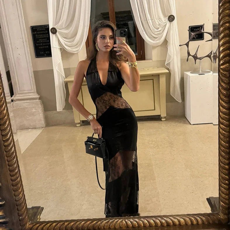 Robe transparente à col licou Natasha