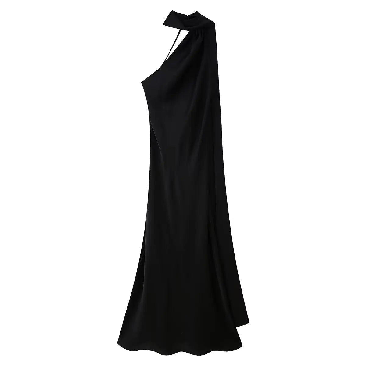 Robe longue Neele dos nu à encolure licou, finition satinée