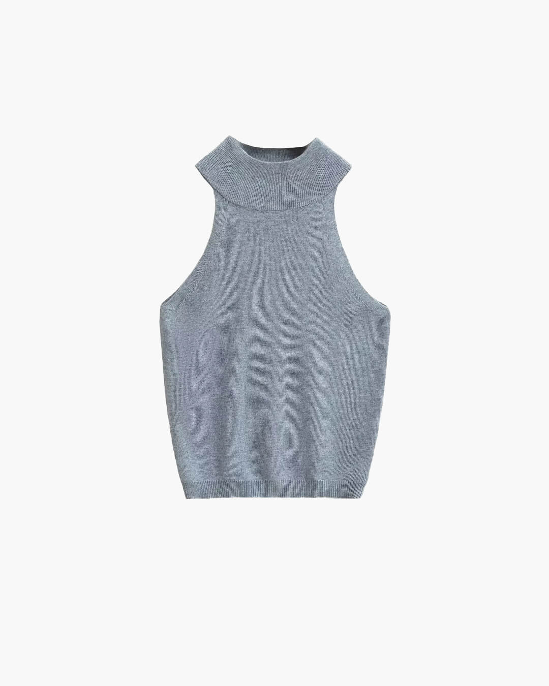 Crop top en maille sans manches à col licou Nicky