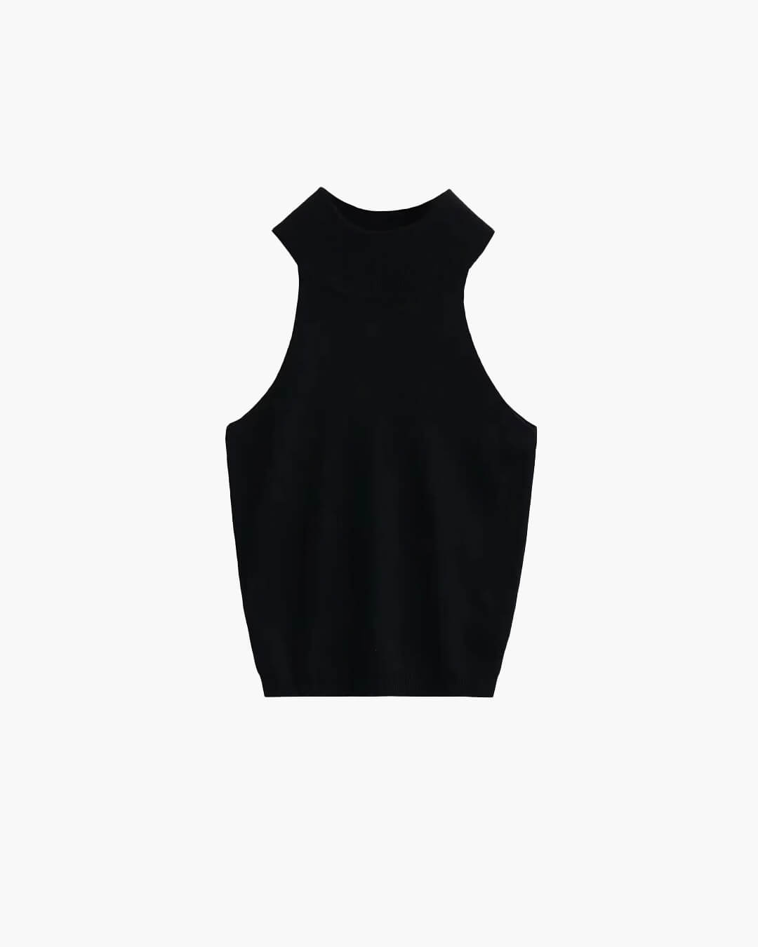 Crop top en maille sans manches à col licou Nicky