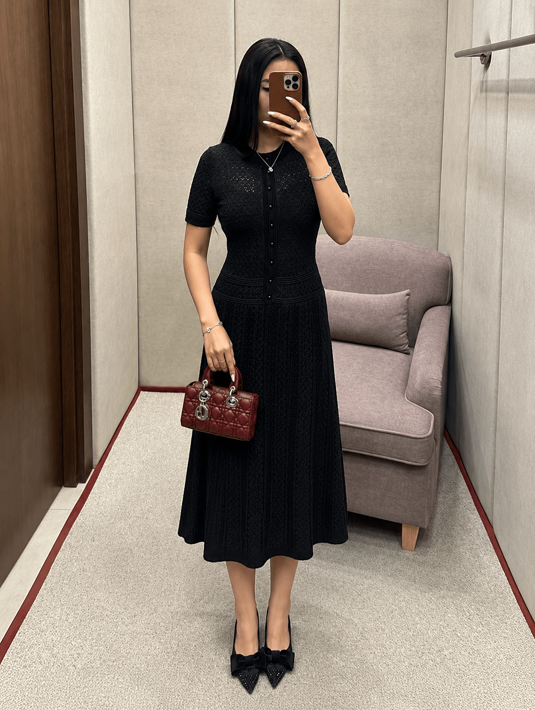 Robe midi Nicole en maille à demi-boutonnage