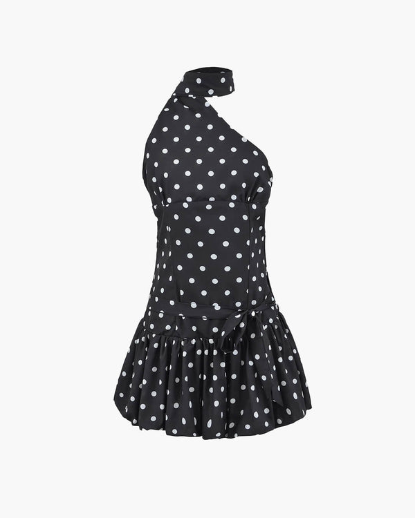 Mini-robe Nina asymétrique à pois