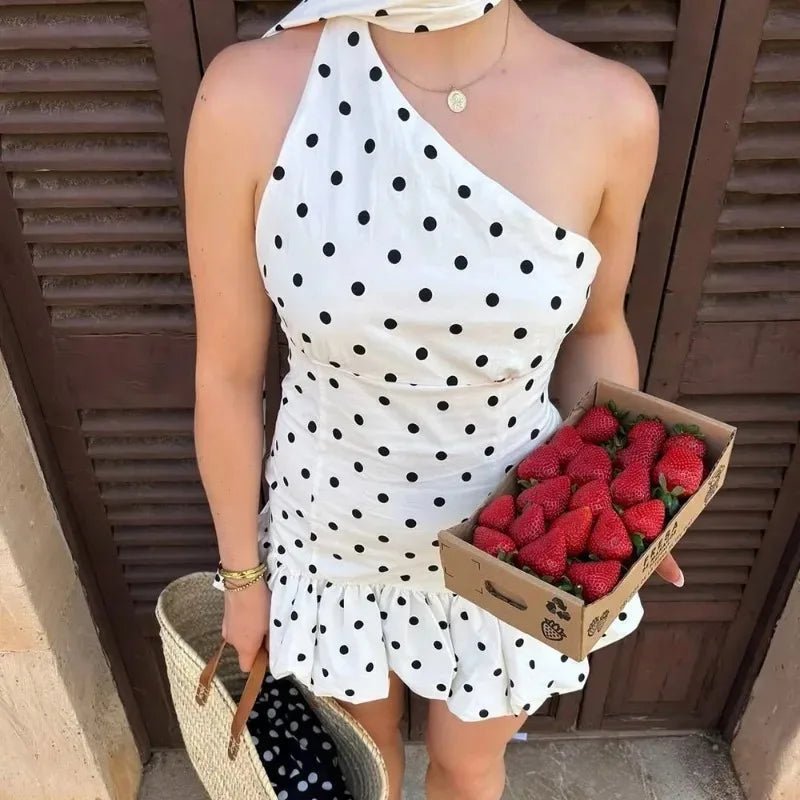 Mini-robe Nina asymétrique à pois