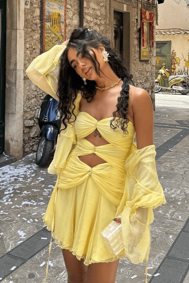 Mini-robe bustier à découpes Nina