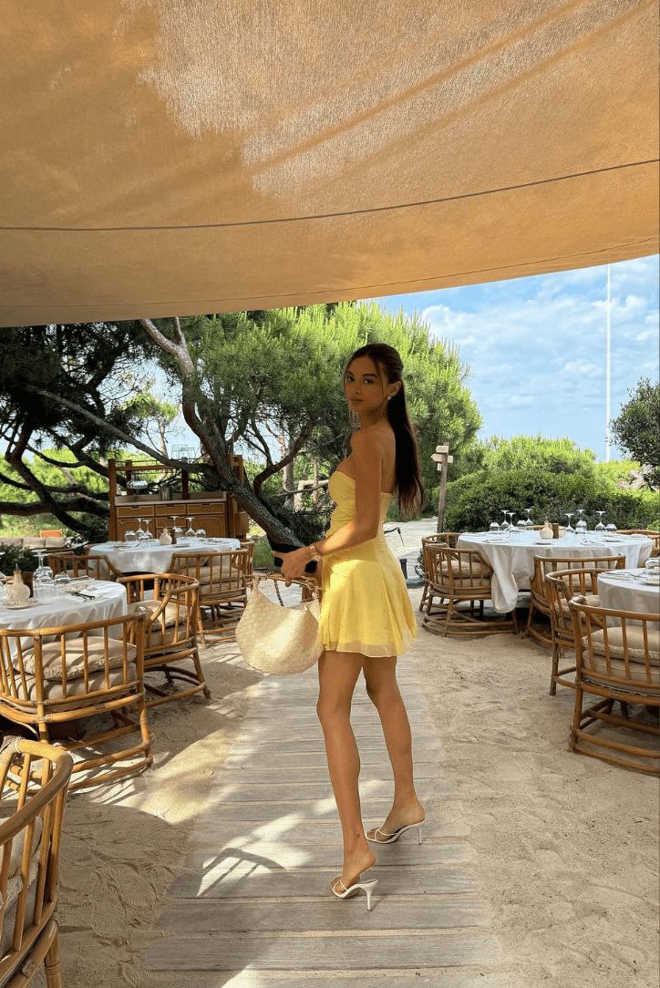 Mini-robe bustier à découpes Nina