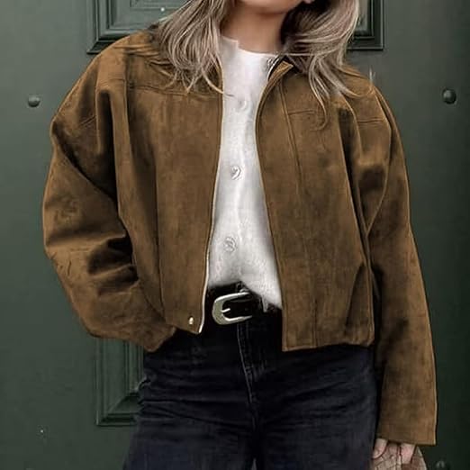 Veste Nina vintage en daim kaki