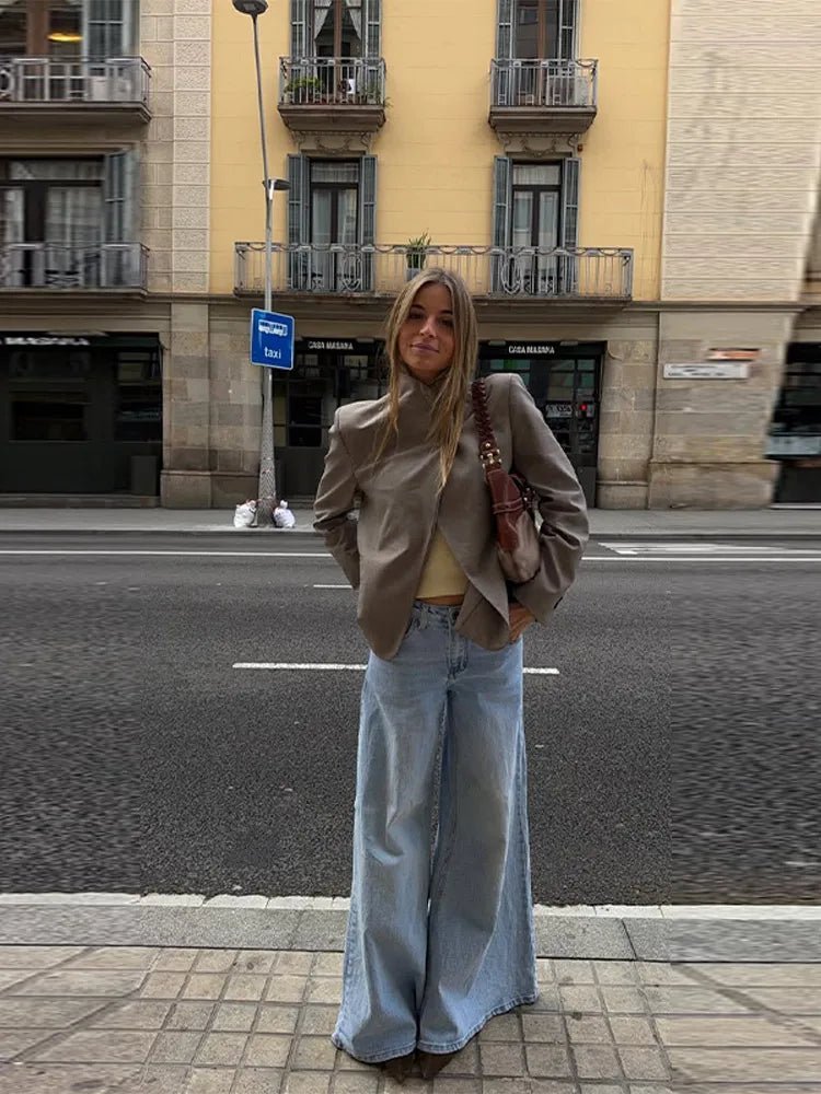 Veste blazer unie à col montant Noa