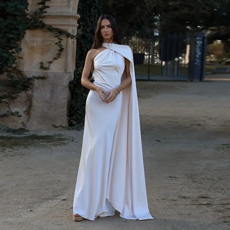 Robe en satin dos nu à col licou Noor