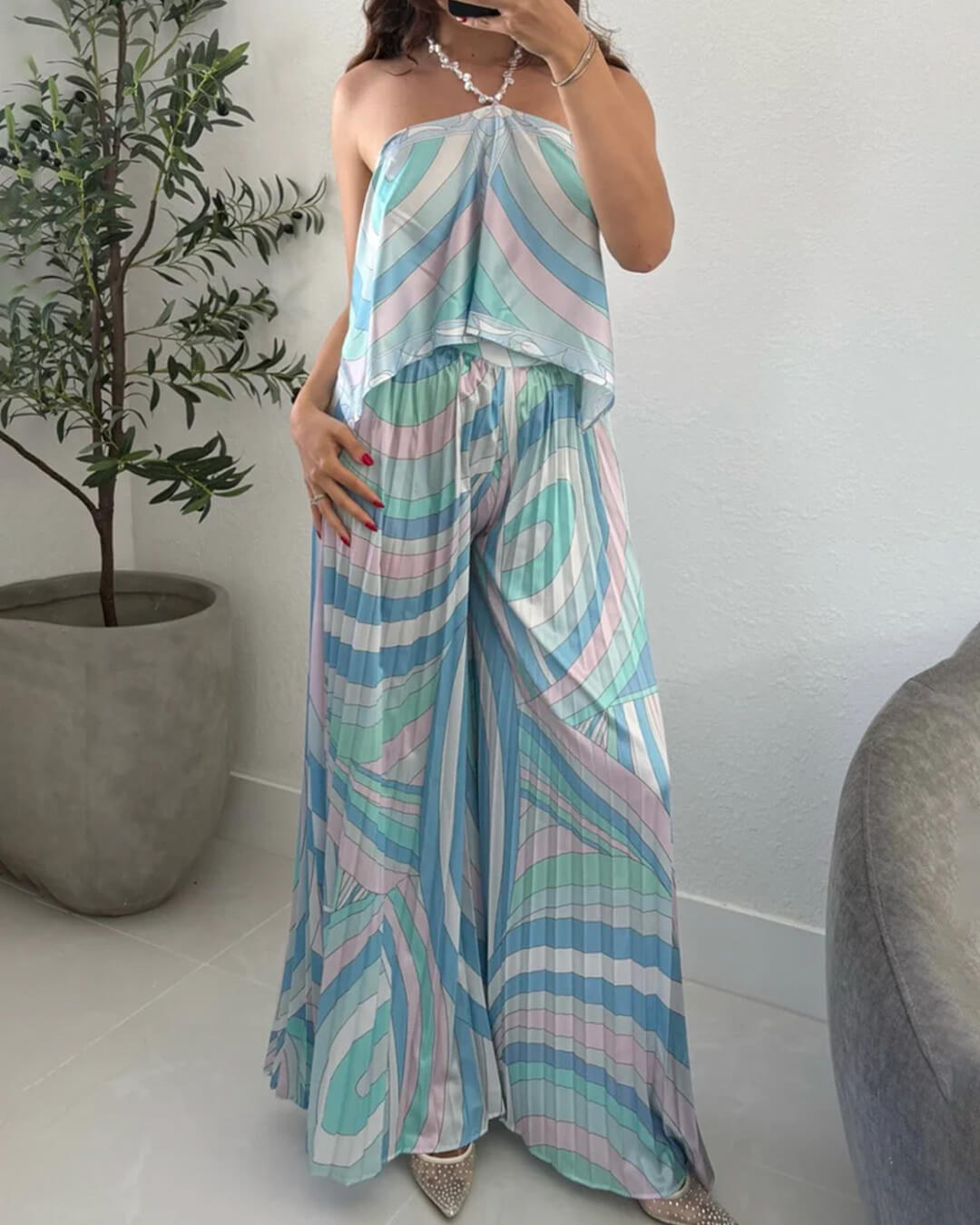 Ensemble coordonné pantalon corsaire plissé Nora