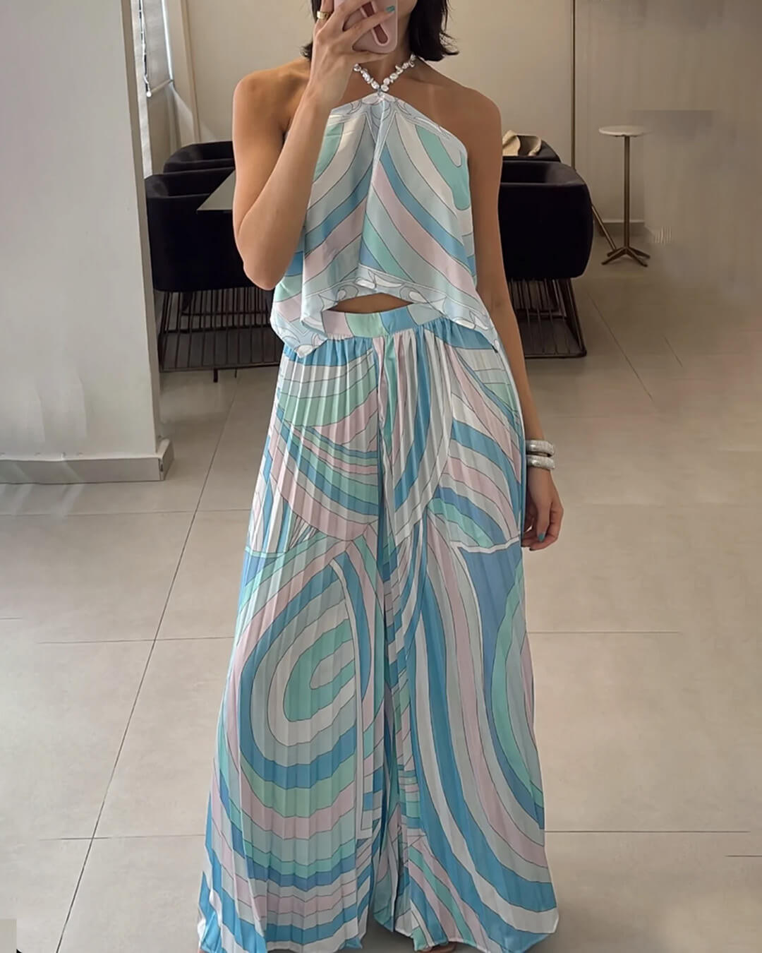 Ensemble coordonné pantalon corsaire plissé Nora